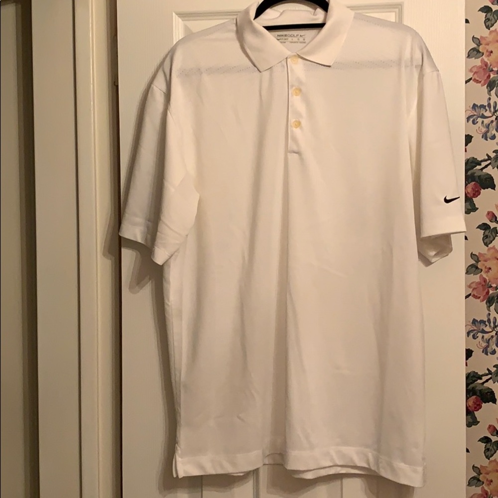 Nike gold white mens polo. Great condition! Large